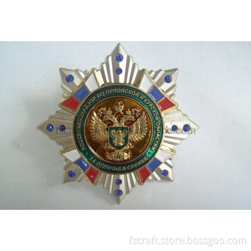 3D Zinc Two Metal Plating Pin Badges with Fashion Rhinestone